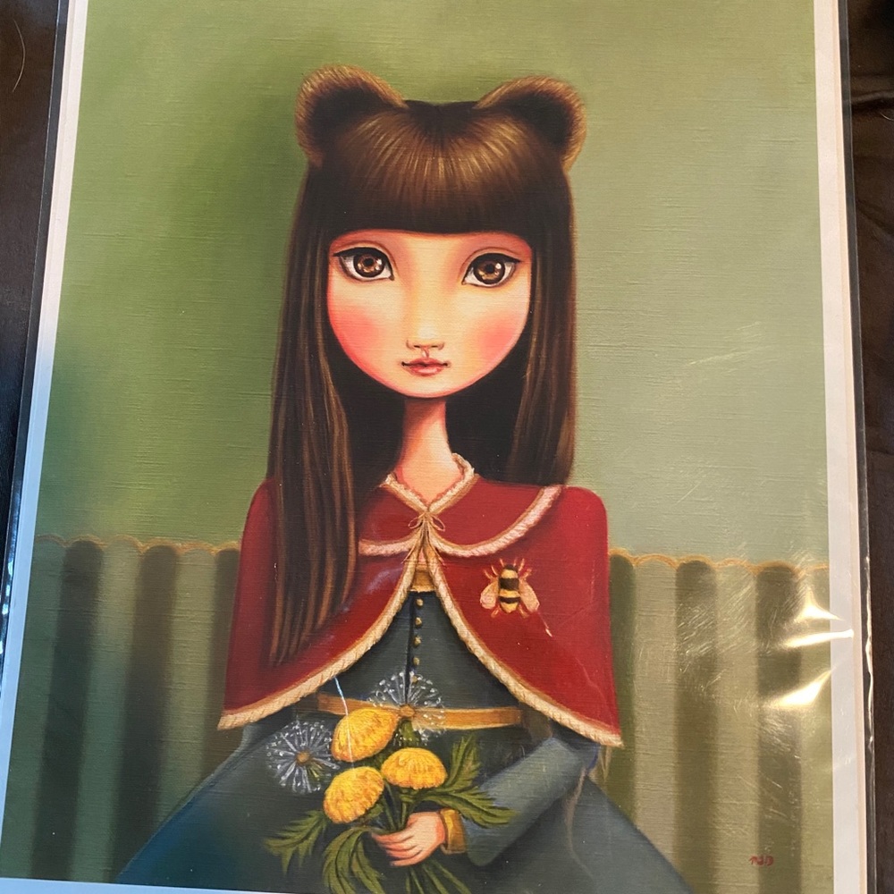 Girl with bee broach print